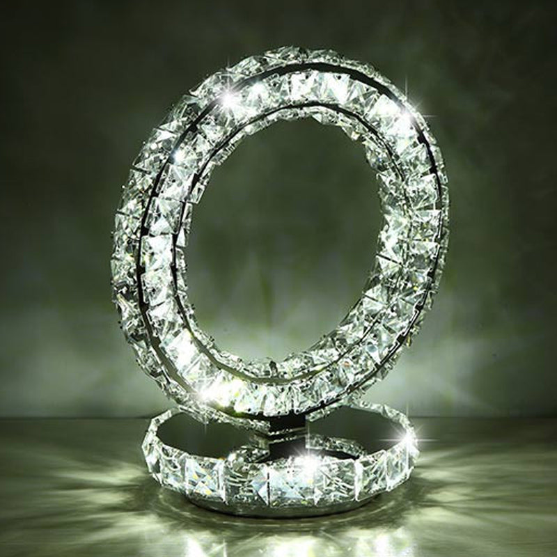 Crystal Encrusted Clear LED Night Lamp Crescent/Circle/Loving Heart Romantic Modern Table Light in Warm/White Light Clearhalo 'Lamps' 'Table Lamps' Lighting' 2015658