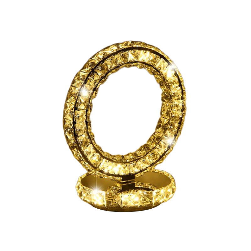 Crystal Encrusted Clear LED Night Lamp Crescent/Circle/Loving Heart Romantic Modern Table Light in Warm/White Light Clearhalo 'Lamps' 'Table Lamps' Lighting' 2015659