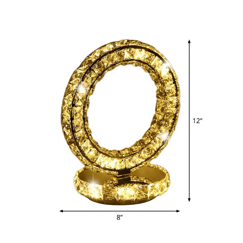 Crystal Encrusted Clear LED Night Lamp Crescent/Circle/Loving Heart Romantic Modern Table Light in Warm/White Light Clearhalo 'Lamps' 'Table Lamps' Lighting' 2015660