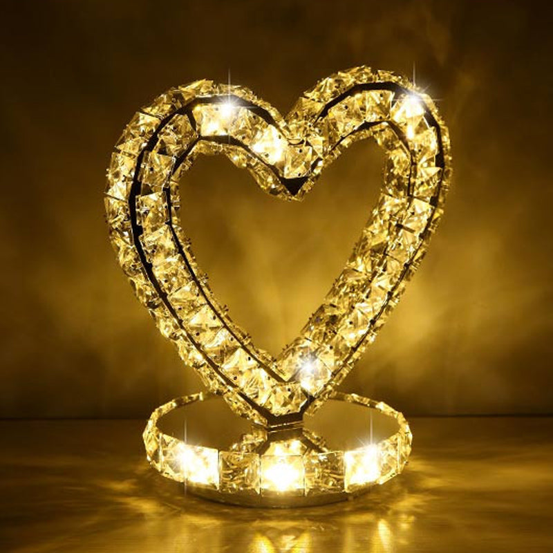 Crystal Encrusted Clear LED Night Lamp Crescent/Circle/Loving Heart Romantic Modern Table Light in Warm/White Light Clear B Clearhalo 'Lamps' 'Table Lamps' Lighting' 2015661