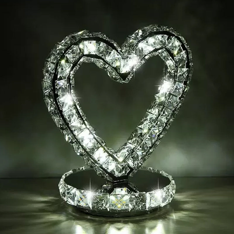 Crystal Encrusted Clear LED Night Lamp Crescent/Circle/Loving Heart Romantic Modern Table Light in Warm/White Light Clearhalo 'Lamps' 'Table Lamps' Lighting' 2015662