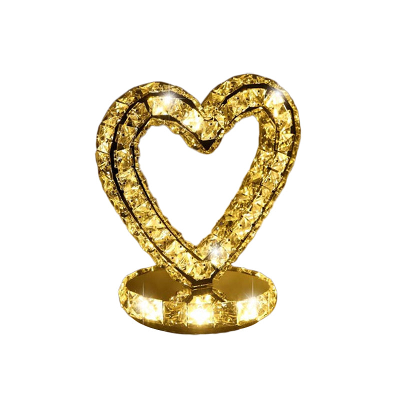 Crystal Encrusted Clear LED Night Lamp Crescent/Circle/Loving Heart Romantic Modern Table Light in Warm/White Light Clearhalo 'Lamps' 'Table Lamps' Lighting' 2015663