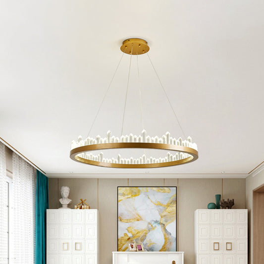 Small/Medium/Large Circle Hanging Lamp Minimalistic Crystal Dining Room LED Chandelier in Black/Gold Clearhalo 'Ceiling Lights' 'Chandeliers' 'Modern Chandeliers' 'Modern' Lighting' 2015670