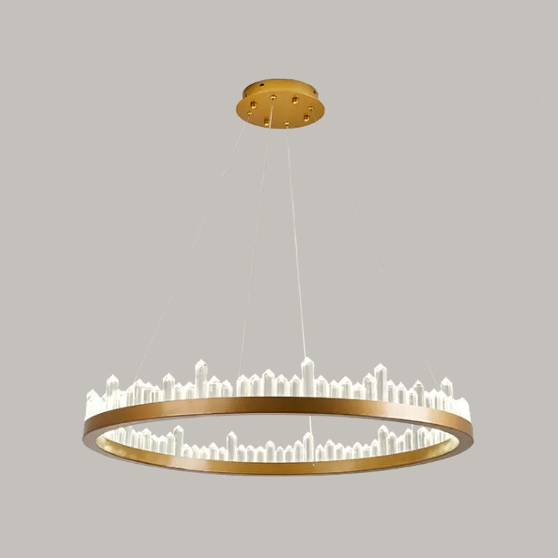 Small/Medium/Large Circle Hanging Lamp Minimalistic Crystal Dining Room LED Chandelier in Black/Gold Clearhalo 'Ceiling Lights' 'Chandeliers' 'Modern Chandeliers' 'Modern' Lighting' 2015671