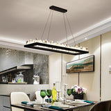 23.5"/31.5"/39.5" W Black LED Suspension Lighting Simplicity Crystal Round/Rectangle Chandelier Pendant Light Clearhalo 'Ceiling Lights' 'Chandeliers' 'Modern Chandeliers' 'Modern' Lighting' 2015728