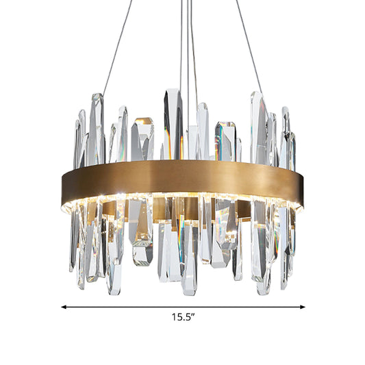 Postmodern Circle Hanging Light K9 Crystal Rod Small/Medium/Large LED Chandelier Pendant in Gold Clearhalo 'Ceiling Lights' 'Chandeliers' 'Modern Chandeliers' 'Modern' Lighting' 2015743