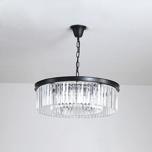 Black/Gold Round Pendant Light Fixture Minimalism Crystal 4/12/16 Bulbs Restaurant Ceiling Chandelier Black