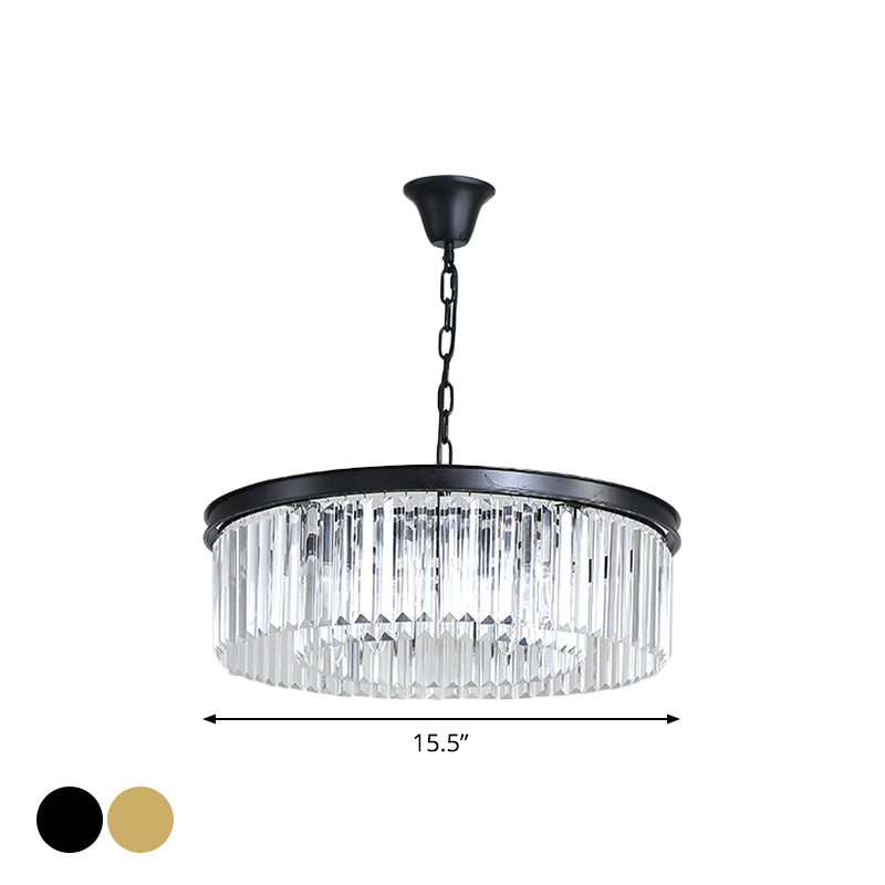 Black/Gold Round Pendant Light Fixture Minimalism Crystal 4/12/16 Bulbs Restaurant Ceiling Chandelier Clearhalo 'Ceiling Lights' 'Chandeliers' 'Modern Chandeliers' 'Modern' Lighting' 2015760