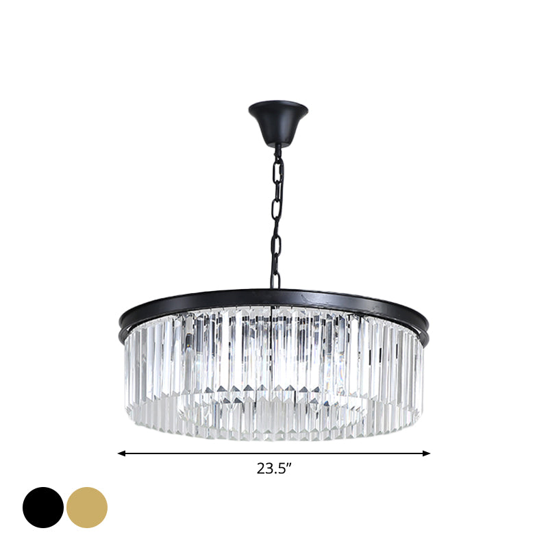 Black/Gold Round Pendant Light Fixture Minimalism Crystal 4/12/16 Bulbs Restaurant Ceiling Chandelier Clearhalo 'Ceiling Lights' 'Chandeliers' 'Modern Chandeliers' 'Modern' Lighting' 2015761