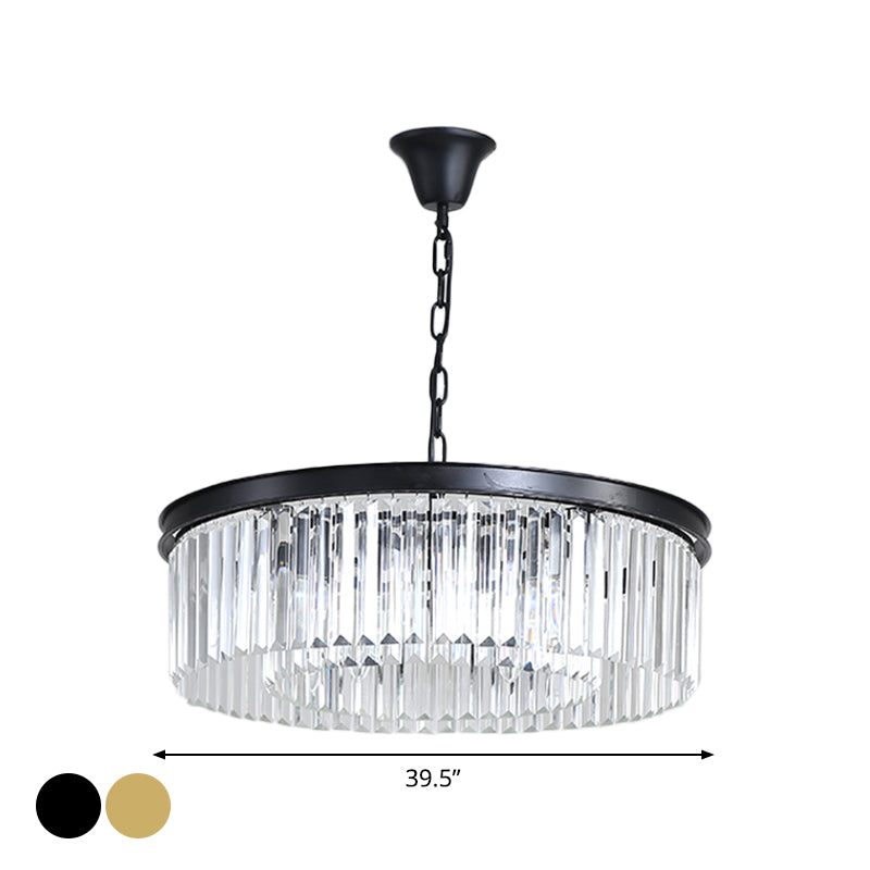 Black/Gold Round Pendant Light Fixture Minimalism Crystal 4/12/16 Bulbs Restaurant Ceiling Chandelier Clearhalo 'Ceiling Lights' 'Chandeliers' 'Modern Chandeliers' 'Modern' Lighting' 2015763