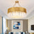Tri-Sided Crystal Rod LED Chandelier Contemporary Gold Drum/Ellipse Dining Room Hanging Light Kit, 19.5"/23.5"/47" Width Gold Clearhalo 'Ceiling Lights' 'Chandeliers' 'Modern Chandeliers' 'Modern' Lighting' 2015768