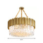Tri-Sided Crystal Rod LED Chandelier Contemporary Gold Drum/Ellipse Dining Room Hanging Light Kit, 19.5"/23.5"/47" Width Clearhalo 'Ceiling Lights' 'Chandeliers' 'Modern Chandeliers' 'Modern' Lighting' 2015772