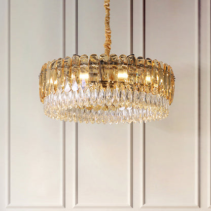 Silver 6/10 Heads Suspension Light Modern Crystal Round Chandelier Pendant Light for Bedroom Silver Clearhalo 'Ceiling Lights' 'Chandeliers' 'Modern Chandeliers' 'Modern' Lighting' 2015796