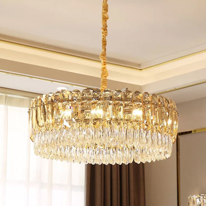 Silver 6/10 Heads Suspension Light Modern Crystal Round Chandelier Pendant Light for Bedroom Clearhalo 'Ceiling Lights' 'Chandeliers' 'Modern Chandeliers' 'Modern' Lighting' 2015797