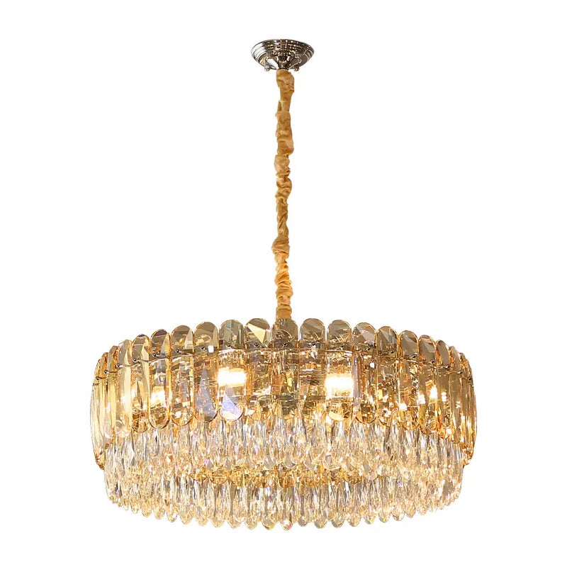 Silver 6/10 Heads Suspension Light Modern Crystal Round Chandelier Pendant Light for Bedroom Clearhalo 'Ceiling Lights' 'Chandeliers' 'Modern Chandeliers' 'Modern' Lighting' 2015800