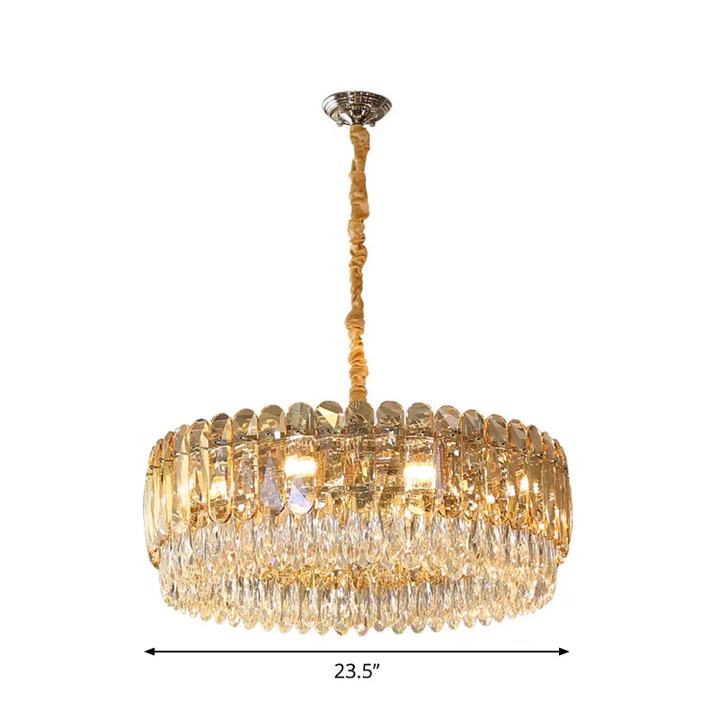 Silver 6/10 Heads Suspension Light Modern Crystal Round Chandelier Pendant Light for Bedroom Clearhalo 'Ceiling Lights' 'Chandeliers' 'Modern Chandeliers' 'Modern' Lighting' 2015801