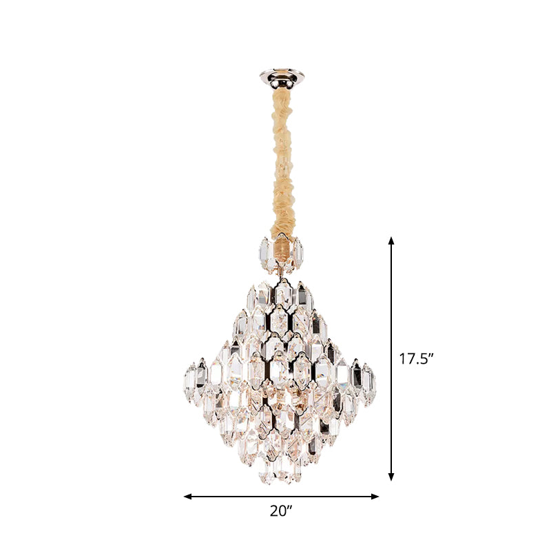 Stylish Modern Cone Pendant Lamp 8/10-Head Clear K9 Crystal Chandelier Light in Silver Clearhalo 'Ceiling Lights' 'Chandeliers' 'Modern Chandeliers' 'Modern' Lighting' 2015828