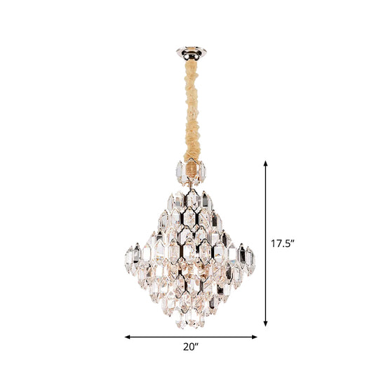 Stylish Modern Cone Pendant Lamp 8/10-Head Clear K9 Crystal Chandelier Light in Silver Clearhalo 'Ceiling Lights' 'Chandeliers' 'Modern Chandeliers' 'Modern' Lighting' 2015828