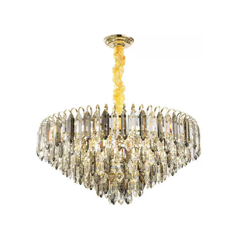 Clear Crystal Silver Chandelier Conical 6/9/16-Bulb Contemporary Hanging Ceiling Light for Bedroom Clearhalo 'Ceiling Lights' 'Chandeliers' 'Modern Chandeliers' 'Modern' Lighting' 2015834