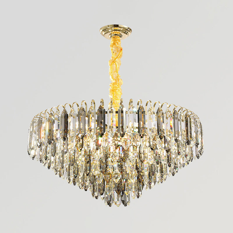 Clear Crystal Silver Chandelier Conical 6/9/16-Bulb Contemporary Hanging Ceiling Light for Bedroom Clearhalo 'Ceiling Lights' 'Chandeliers' 'Modern Chandeliers' 'Modern' Lighting' 2015835