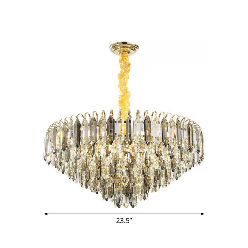 Clear Crystal Silver Chandelier Conical 6/9/16-Bulb Contemporary Hanging Ceiling Light for Bedroom Clearhalo 'Ceiling Lights' 'Chandeliers' 'Modern Chandeliers' 'Modern' Lighting' 2015836