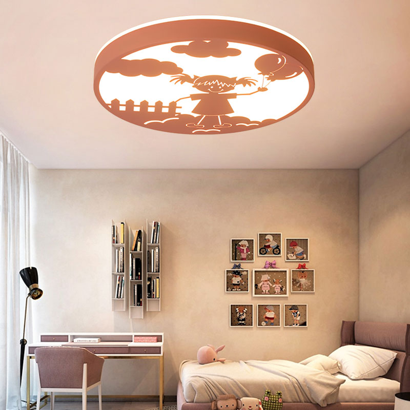 Round Baby Bedroom Flush Mount Light with Girl Deco Metal Macaron Loft Ceiling Lamp Clearhalo 'Ceiling Lights' 'Close To Ceiling Lights' 'Close to ceiling' 'Flush mount' Lighting' 201584