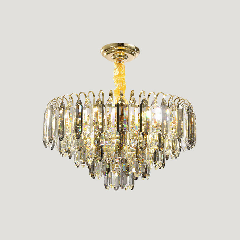 Clear Crystal Silver Chandelier Conical 6/9/16-Bulb Contemporary Hanging Ceiling Light for Bedroom Clearhalo 'Ceiling Lights' 'Chandeliers' 'Modern Chandeliers' 'Modern' Lighting' 2015840
