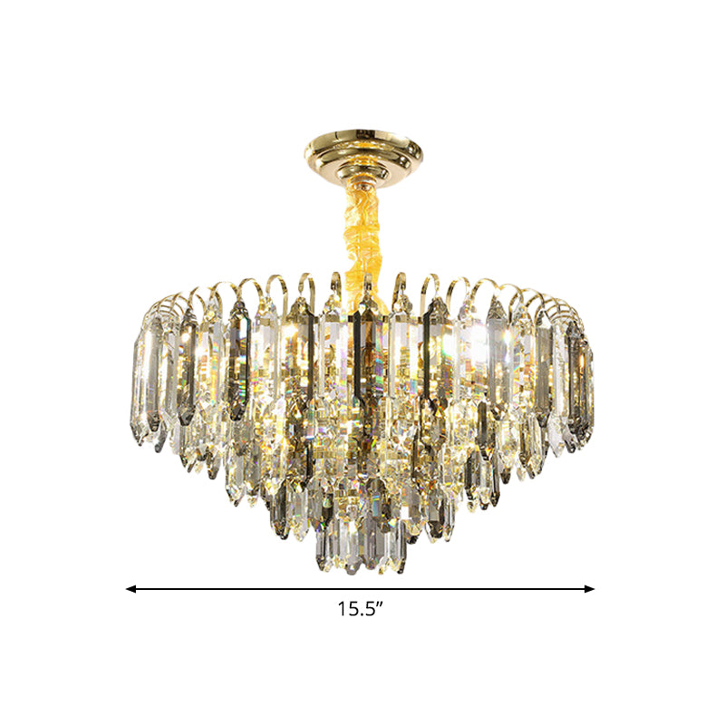 Clear Crystal Silver Chandelier Conical 6/9/16-Bulb Contemporary Hanging Ceiling Light for Bedroom Clearhalo 'Ceiling Lights' 'Chandeliers' 'Modern Chandeliers' 'Modern' Lighting' 2015841