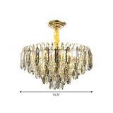 Clear Crystal Silver Chandelier Conical 6/9/16-Bulb Contemporary Hanging Ceiling Light for Bedroom Clearhalo 'Ceiling Lights' 'Chandeliers' 'Modern Chandeliers' 'Modern' Lighting' 2015841