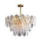 2/3/4-Tiered Scalloped Glass Chandelier Modern 6/12/16 Bulbs Dining Room Suspension Pendant Light in Gold Clearhalo 'Ceiling Lights' 'Chandeliers' 'Modern Chandeliers' 'Modern' Lighting' 2015855