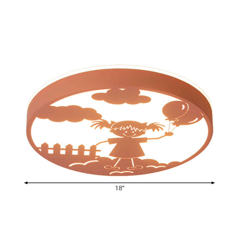 Round Baby Bedroom Flush Mount Light with Girl Deco Metal Macaron Loft Ceiling Lamp Clearhalo 'Ceiling Lights' 'Close To Ceiling Lights' 'Close to ceiling' 'Flush mount' Lighting' 201586