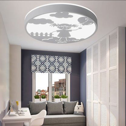 Round Baby Bedroom Flush Mount Light with Girl Deco Metal Macaron Loft Ceiling Lamp White Clearhalo 'Ceiling Lights' 'Close To Ceiling Lights' 'Close to ceiling' 'Flush mount' Lighting' 201588