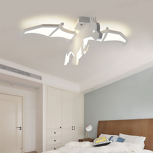 Boys Bedroom Charizard Ceiling Mount Light Acrylic Cartoon LED Ceiling Fixture in White White Clearhalo 'Ceiling Lights' 'Close To Ceiling Lights' 'Close to ceiling' 'Flush mount' Lighting' 201596