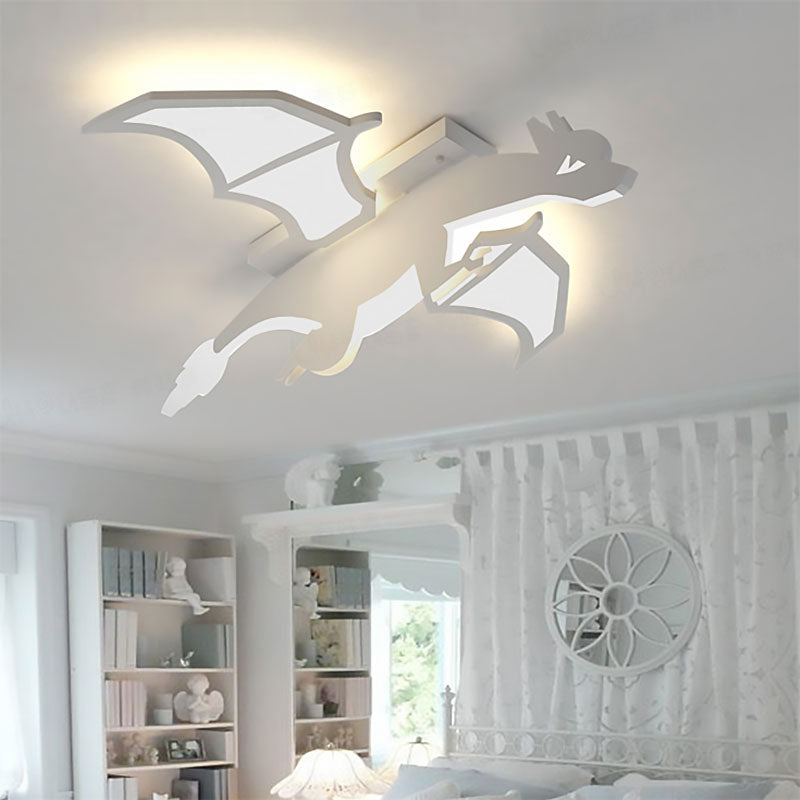 Boys Bedroom Charizard Ceiling Mount Light Acrylic Cartoon LED Ceiling Fixture in White Clearhalo 'Ceiling Lights' 'Close To Ceiling Lights' 'Close to ceiling' 'Flush mount' Lighting' 201597