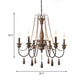 Farmhouse Swooping Arm Chandelier Wood Hanging Ceiling Light with Candelabra Design Clearhalo 'Ceiling Lights' 'Chandeliers' Lighting' options 2015970