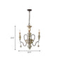 Iron White Drop Pendant Curved Arm Traditional Style Wood Hanging Chandelier for Dining Room Clearhalo 'Ceiling Lights' 'Chandeliers' Lighting' options 2016074