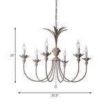 6 Bulbs Iron Chandelier Light Fixture Classic Rust Candlestick Living Room Ceiling Pendant with Crystal Droplet Clearhalo 'Ceiling Lights' 'Chandeliers' Lighting' options 2016079