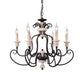 Rust 6 Heads Ceiling Chandelier Country Metal Scrolled Arm Suspension Lamp with Candle Design Clearhalo 'Ceiling Lights' 'Chandeliers' Lighting' options 2016087