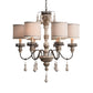 Metal Curvy Arm Chandelier Classic 6 Bulbs Living Room Pendant Lamp in Distressed Wood Clearhalo 'Ceiling Lights' 'Chandeliers' Lighting' options 2016094