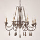 Bead Strand Hanging Chandelier Countryside Distressed Wood Suspension Lamp with Candelabra Design Clearhalo 'Ceiling Lights' 'Chandeliers' Lighting' options 2016097