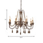 Bead Strand Hanging Chandelier Countryside Distressed Wood Suspension Lamp with Candelabra Design Clearhalo 'Ceiling Lights' 'Chandeliers' Lighting' options 2016099