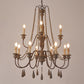 Bead Strand Hanging Chandelier Countryside Distressed Wood Suspension Lamp with Candelabra Design Clearhalo 'Ceiling Lights' 'Chandeliers' Lighting' options 2016101