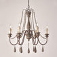 Bead Strand Hanging Chandelier Countryside Distressed Wood Suspension Lamp with Candelabra Design Clearhalo 'Ceiling Lights' 'Chandeliers' Lighting' options 2016104