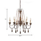 Bead Strand Hanging Chandelier Countryside Distressed Wood Suspension Lamp with Candelabra Design Clearhalo 'Ceiling Lights' 'Chandeliers' Lighting' options 2016107