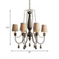 6-Light Chandelier Light Fixture Country Barrel Fabric Pendant Lighting in Distressed Wood Clearhalo 'Ceiling Lights' 'Chandeliers' Lighting' options 2016146