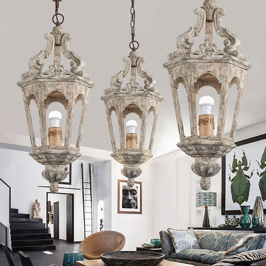 Rural Pavilion Pendant Lamp 1-Light Distressed Wood Hanging Ceiling Light for Living Room 1 Distressed Wood