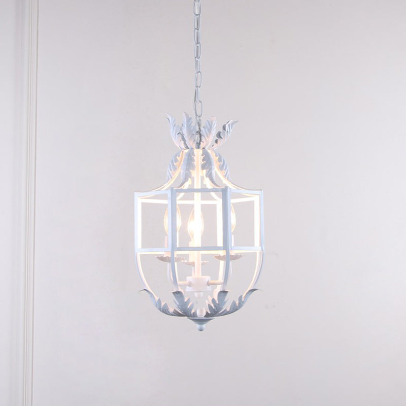3 Heads Chandelier Lamp Classic Living Room Pendant Lighting with Wire Cage Metal Shade Clearhalo 'Ceiling Lights' 'Chandeliers' Lighting' options 2016170