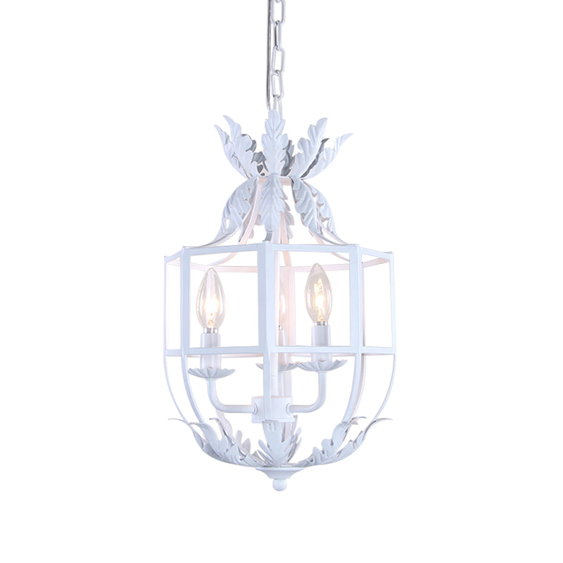 3 Heads Chandelier Lamp Classic Living Room Pendant Lighting with Wire Cage Metal Shade Clearhalo 'Ceiling Lights' 'Chandeliers' Lighting' options 2016172