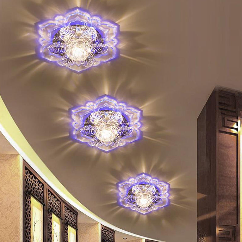 Tiered Bloom Clear Crystal Ceiling Flush Mount Modernist LED Flushmount Lighting for Corridor Clearhalo 'Ceiling Lights' 'Close To Ceiling Lights' 'Close to ceiling' 'Flush mount' Lighting' 2016259
