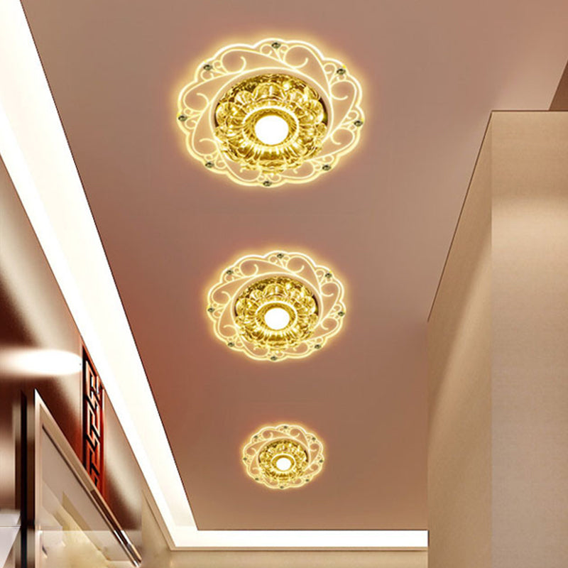 Blossom Flush Mount Lamp Minimalist Clear Beveled Crystal LED Close to Ceiling Lighting for Porch Clearhalo 'Ceiling Lights' 'Close To Ceiling Lights' 'Close to ceiling' 'Flush mount' Lighting' 2016269